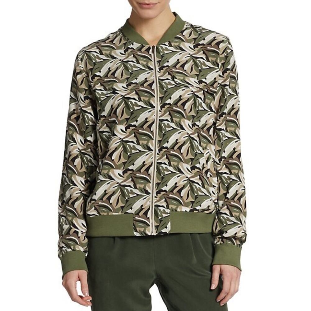 Equipment Printed Silk Bomber Jacket Green